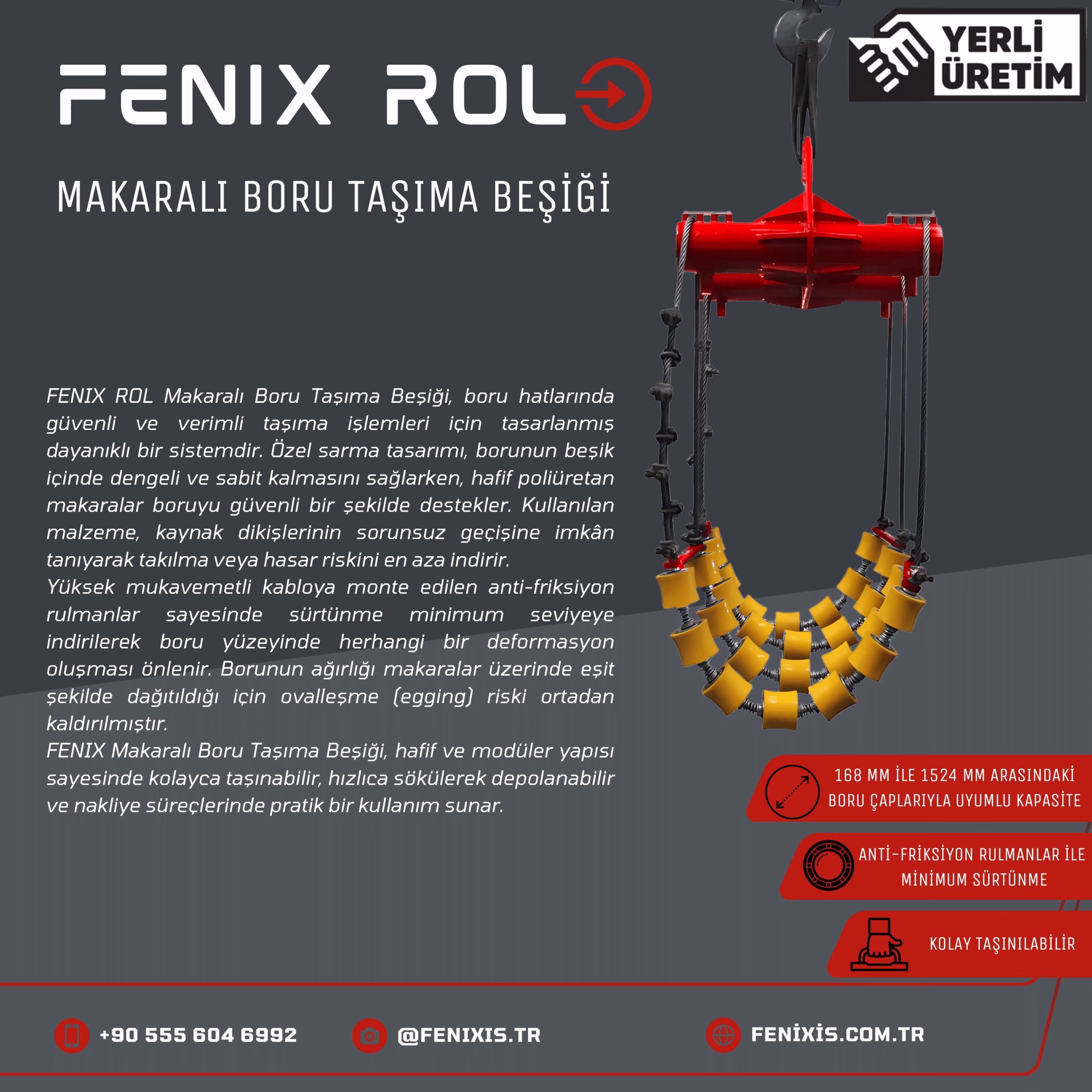 Makaralı Boru Taşıma Beşiği